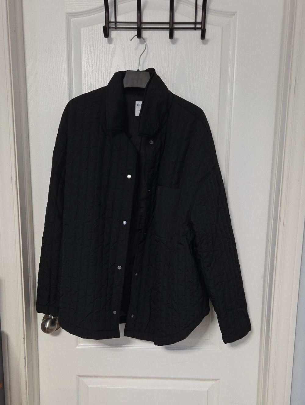 Old Navy Black Quilted Snap-Front Puffer Jacket